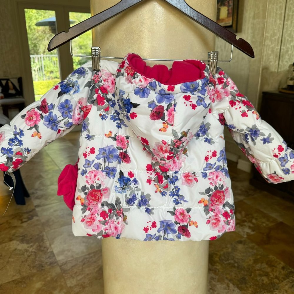 Girls Floral Puffer Jacket with Mittens - Picture 2 of 4
